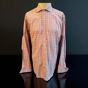 BURBERRY LONDON MENS Classic FRENCH CUFF NOVA CHECK Plaid Shirt Size 15 34